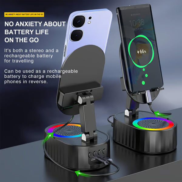 Phone Stand with Induction Speaker/Power Bank/