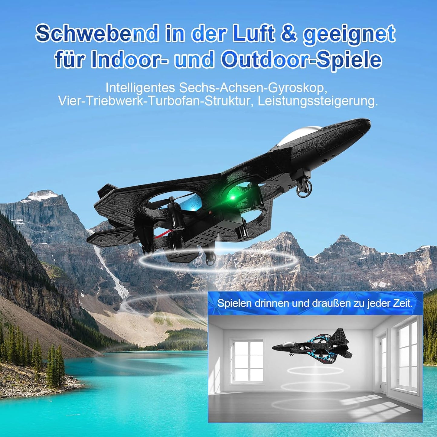 🎉🎉RC Stunt Fighter Jet Toy for Kids with 360° Flips & LED Lights