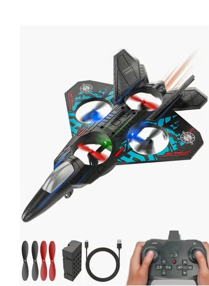 🎉🎉RC Stunt Fighter Jet Toy for Kids with 360° Flips & LED Lights