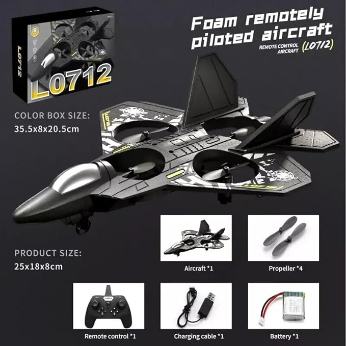 🎉🎉RC Stunt Fighter Jet Toy for Kids with 360° Flips & LED Lights